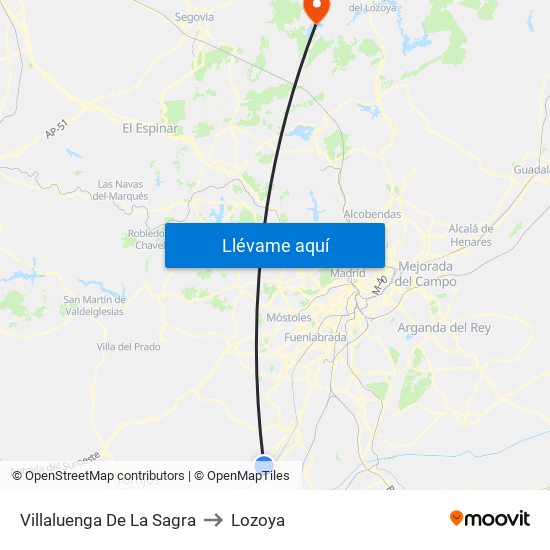 Villaluenga De La Sagra to Lozoya map