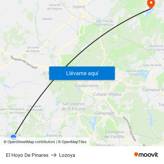 El Hoyo De Pinares to Lozoya map