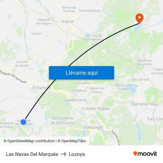 Las Navas Del Marqués to Lozoya map