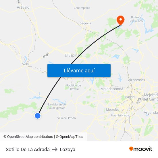 Sotillo De La Adrada to Lozoya map