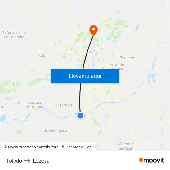 Toledo to Lozoya map