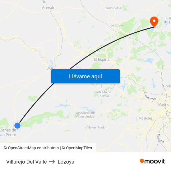 Villarejo Del Valle to Lozoya map