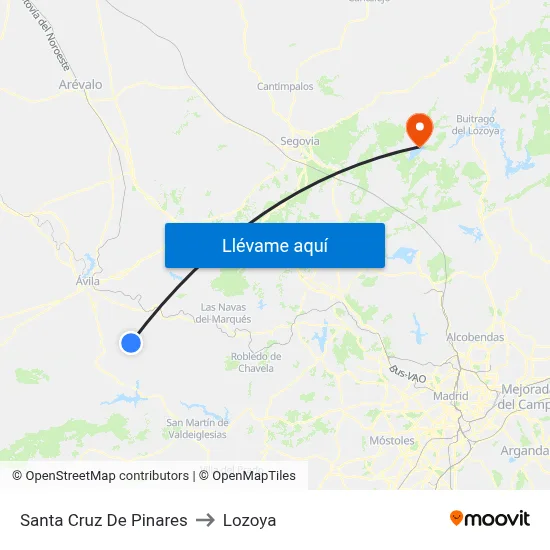 Santa Cruz De Pinares to Lozoya map
