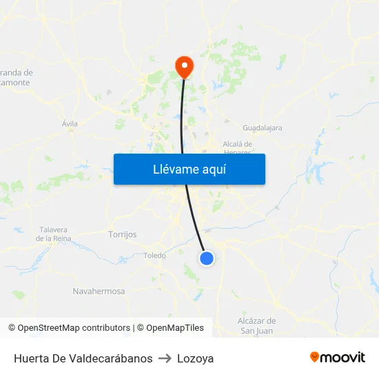 Huerta De Valdecarábanos to Lozoya map