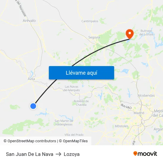 San Juan De La Nava to Lozoya map