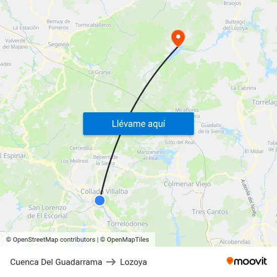 Cuenca Del Guadarrama to Lozoya map