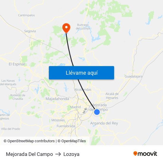Mejorada Del Campo to Lozoya map