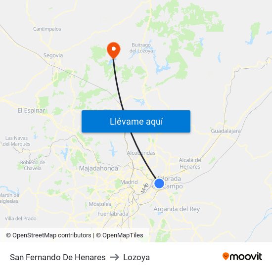 San Fernando De Henares to Lozoya map