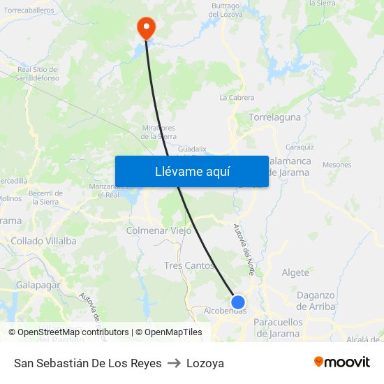 San Sebastián De Los Reyes to Lozoya map