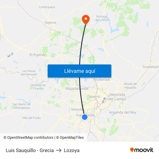 Luis Sauquillo - Grecia to Lozoya map