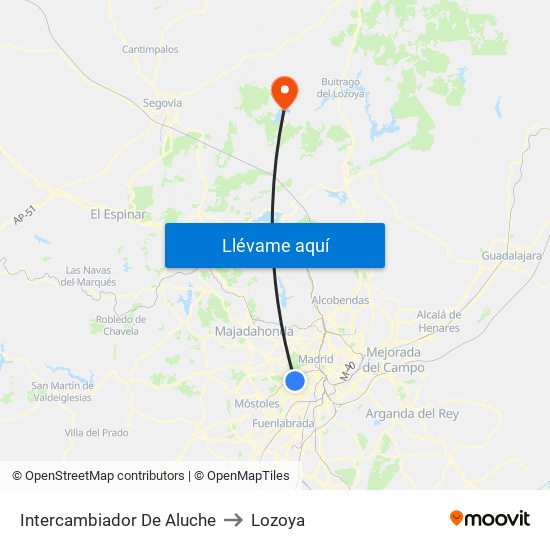 Intercambiador De Aluche to Lozoya map