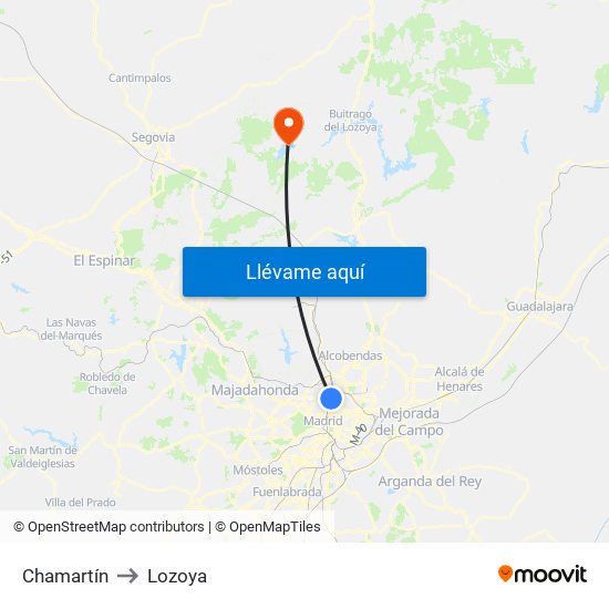 Chamartín to Lozoya map