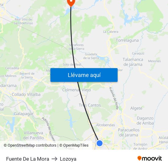Fuente De La Mora to Lozoya map