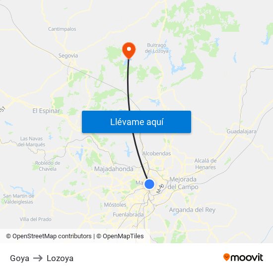 Goya to Lozoya map