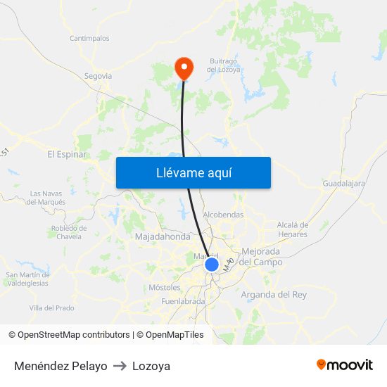 Menéndez Pelayo to Lozoya map