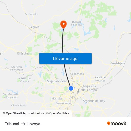 Tribunal to Lozoya map