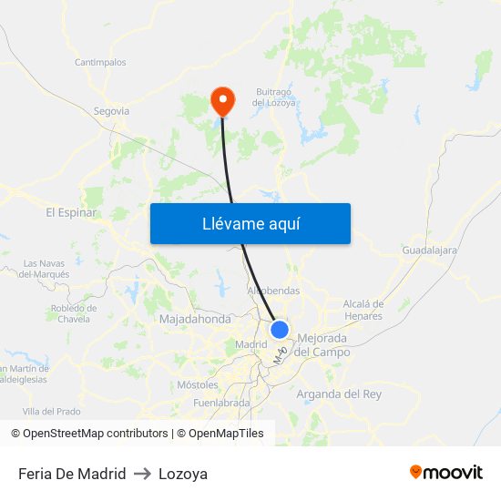 Feria De Madrid to Lozoya map