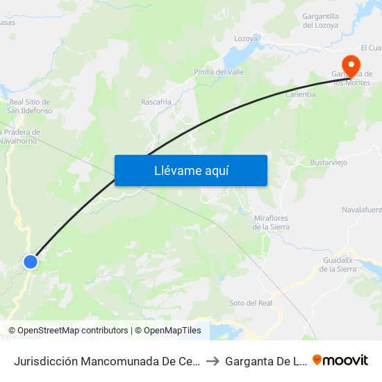 Jurisdicción Mancomunada De Cerdedilla Y Navacerrada to Garganta De Los Montes map
