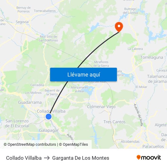 Collado Villalba to Garganta De Los Montes map