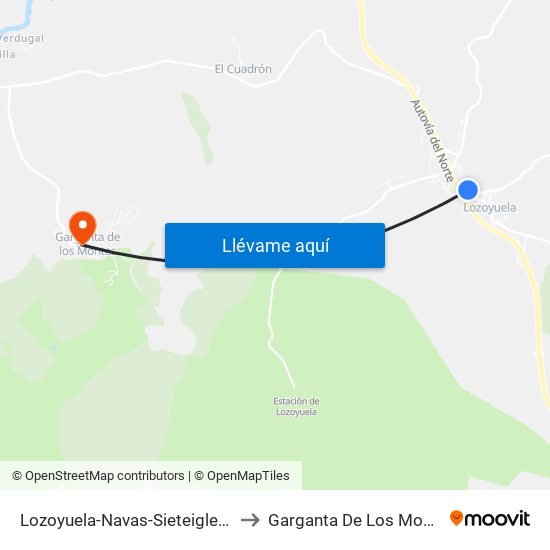 Lozoyuela-Navas-Sieteiglesias to Garganta De Los Montes map