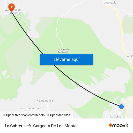 La Cabrera to Garganta De Los Montes map