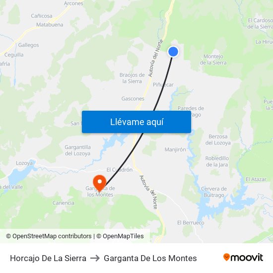 Horcajo De La Sierra to Garganta De Los Montes map