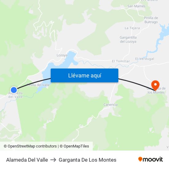 Alameda Del Valle to Garganta De Los Montes map