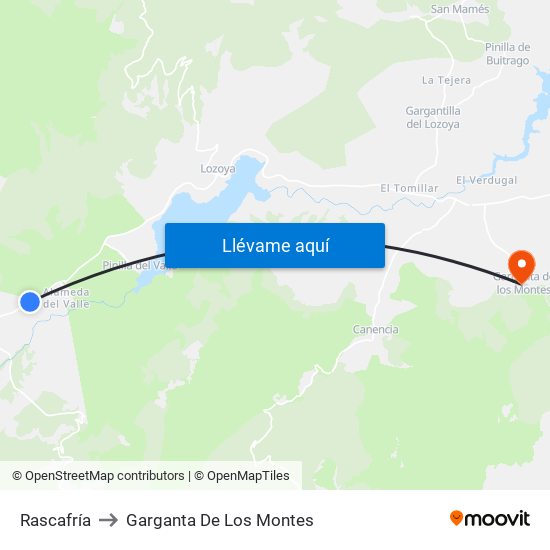 Rascafría to Garganta De Los Montes map