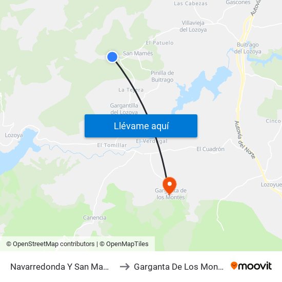Navarredonda Y San Mamés to Garganta De Los Montes map