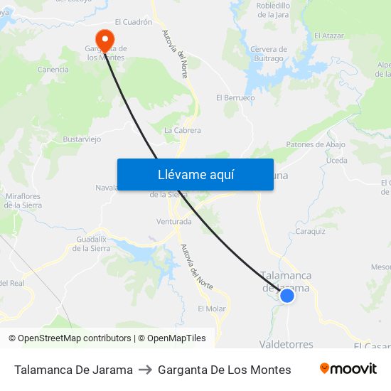 Talamanca De Jarama to Garganta De Los Montes map