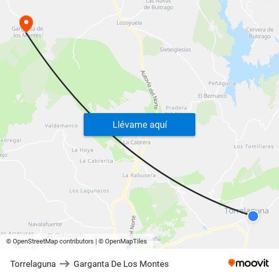 Torrelaguna to Garganta De Los Montes map