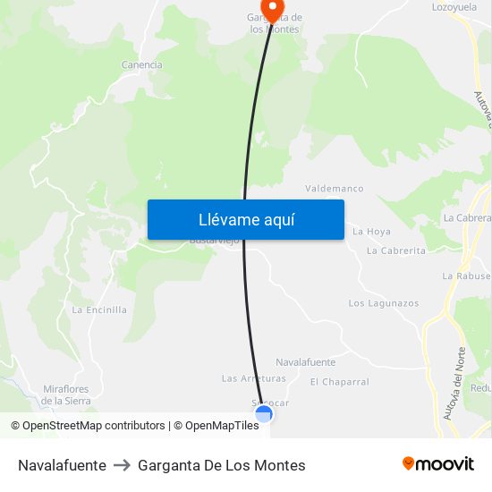 Navalafuente to Garganta De Los Montes map