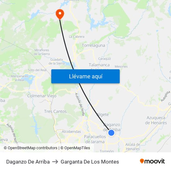 Daganzo De Arriba to Garganta De Los Montes map