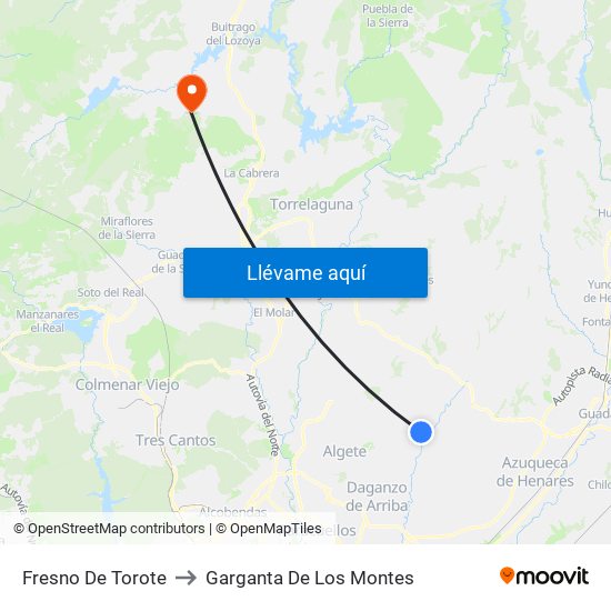 Fresno De Torote to Garganta De Los Montes map