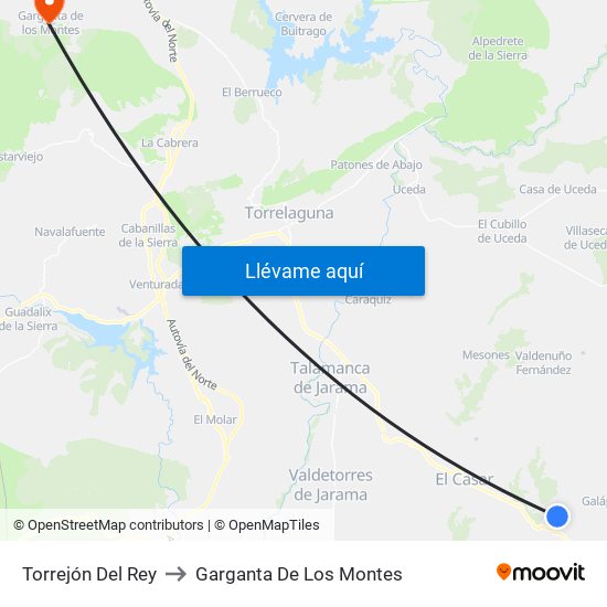Torrejón Del Rey to Garganta De Los Montes map