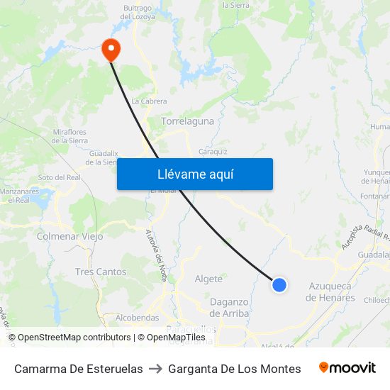 Camarma De Esteruelas to Garganta De Los Montes map