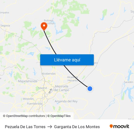 Pezuela De Las Torres to Garganta De Los Montes map