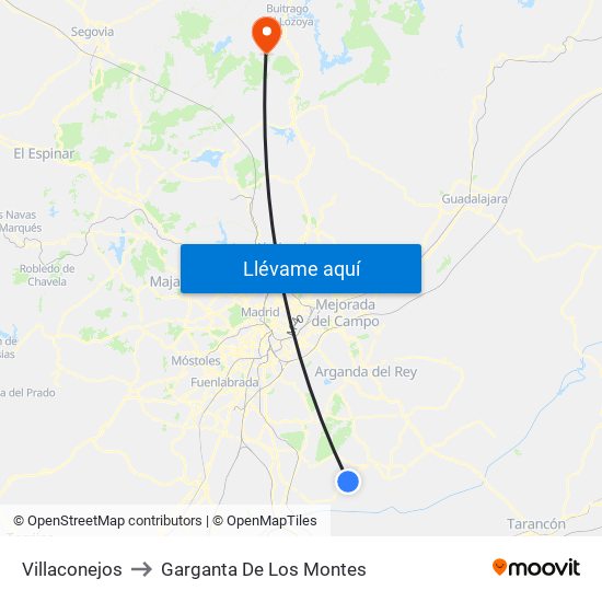 Villaconejos to Garganta De Los Montes map