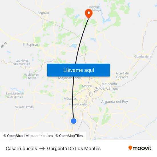 Casarrubuelos to Garganta De Los Montes map