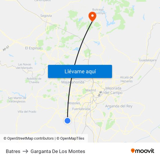 Batres to Garganta De Los Montes map
