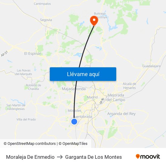 Moraleja De Enmedio to Garganta De Los Montes map