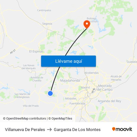 Villanueva De Perales to Garganta De Los Montes map