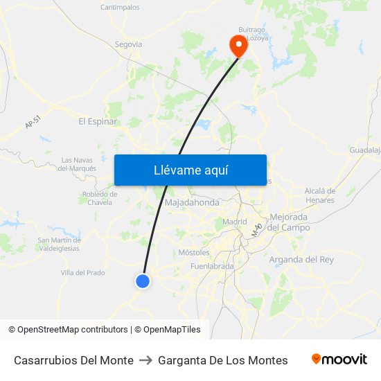 Casarrubios Del Monte to Garganta De Los Montes map