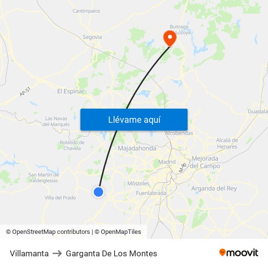 Villamanta to Garganta De Los Montes map