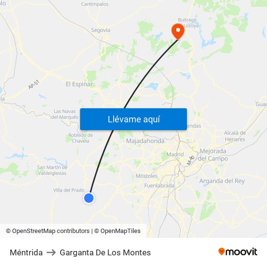 Méntrida to Garganta De Los Montes map