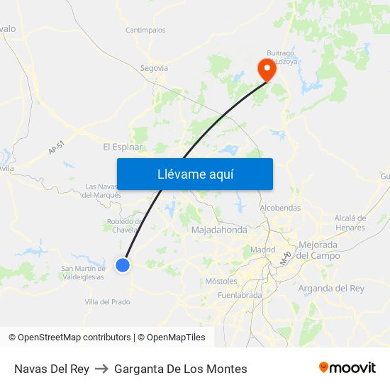 Navas Del Rey to Garganta De Los Montes map