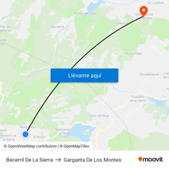 Becerril De La Sierra to Garganta De Los Montes map