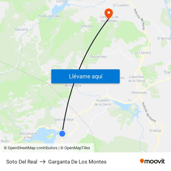 Soto Del Real to Garganta De Los Montes map