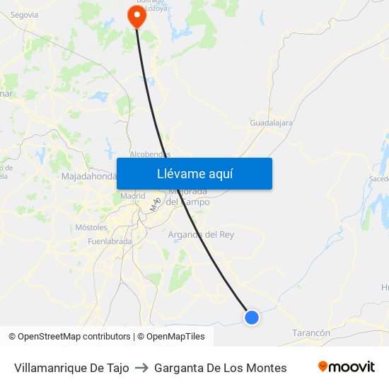 Villamanrique De Tajo to Garganta De Los Montes map