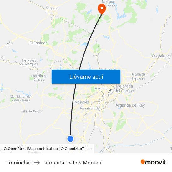 Lominchar to Garganta De Los Montes map